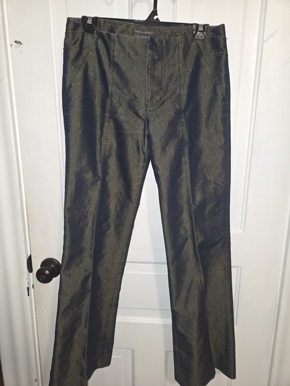 Vintage Banana Republic Women's Blue-Gold Shifting Dress Pants